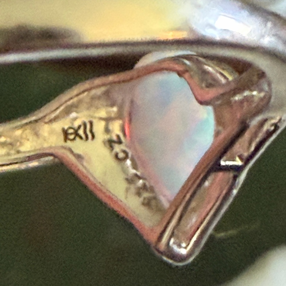 VTG white Opal ring, stamped and signed, size 7, 925 silver - Picture 4 of 5